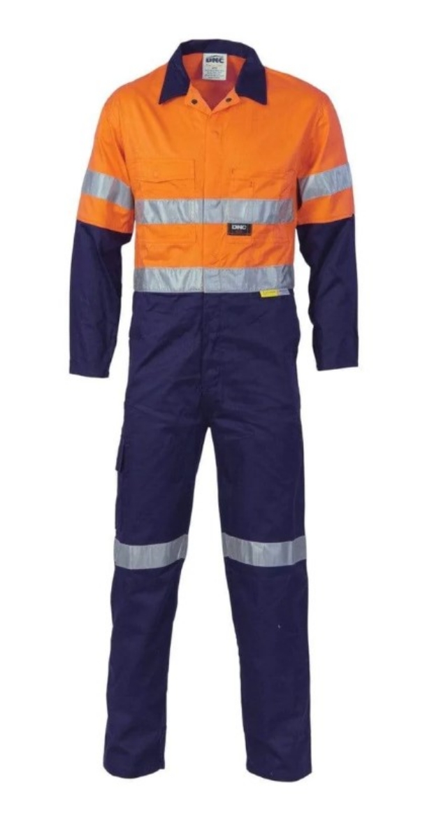 Picture of DNC Hi Vis Cool-Breeze Two Tone Lightweight 100% Cotton Coverall with 3M R/Tape 190gsm