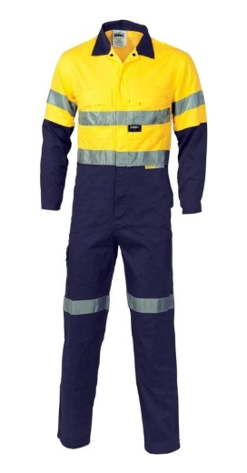 Picture of DNC Hi Vis Cool-Breeze Two Tone Lightweight 100% Cotton Coverall with 3M R/Tape 190gsm