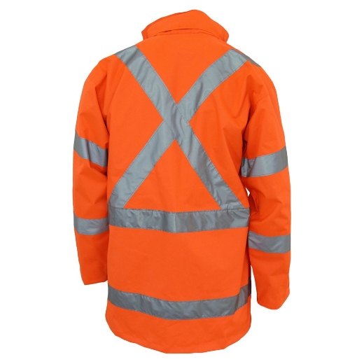 Picture of DNC Hi Vis X Back Rain Jacket with Biomotion Tape NSW Rail Compliant