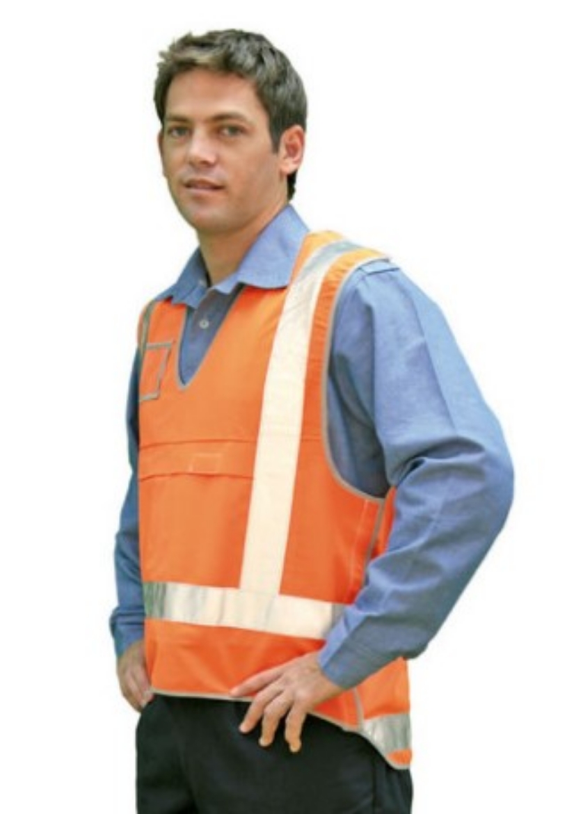 Picture of GUARDIAN 100% Polyester Singlet Style Day / Night STD #2 (X Back) Tear Away Railway Approved Safety Vest with Clear ID Pocket