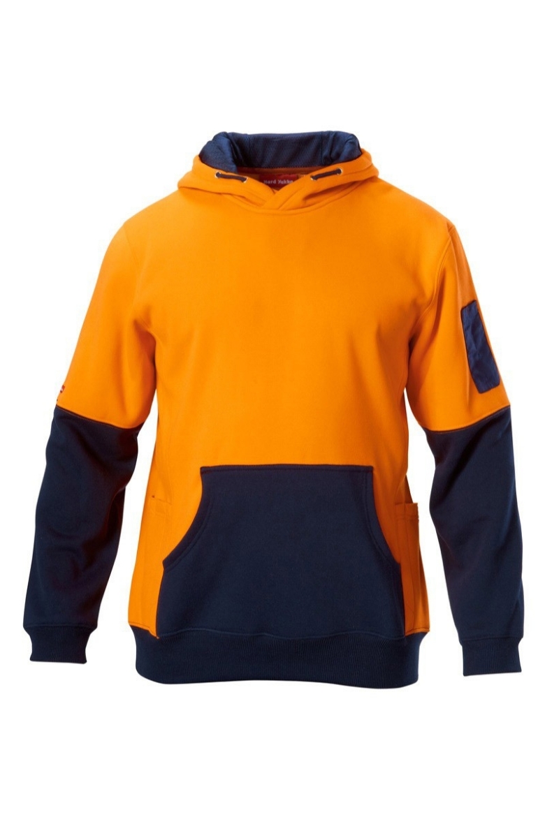 Picture of HARD YAKKA Foundations Hi Vis Spliced Brushed Fleece Hoodie Jumper 320gsm