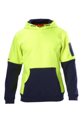 Picture of HARD YAKKA Foundations Hi Vis Spliced Brushed Fleece Hoodie Jumper 320gsm