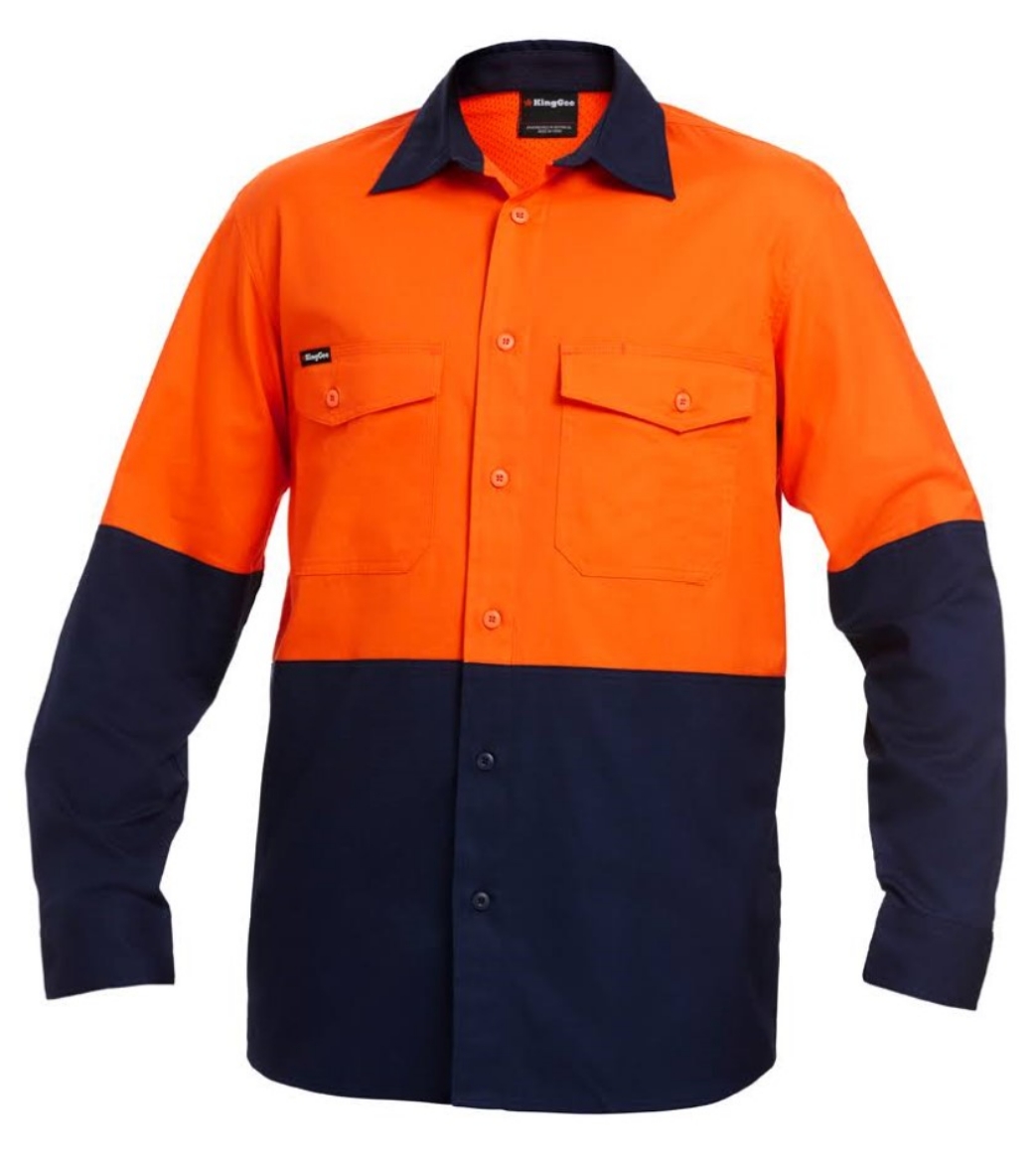 Picture of KING GEE Workcool 2 Hi-Vis Spliced Shirt 145gsm L/S