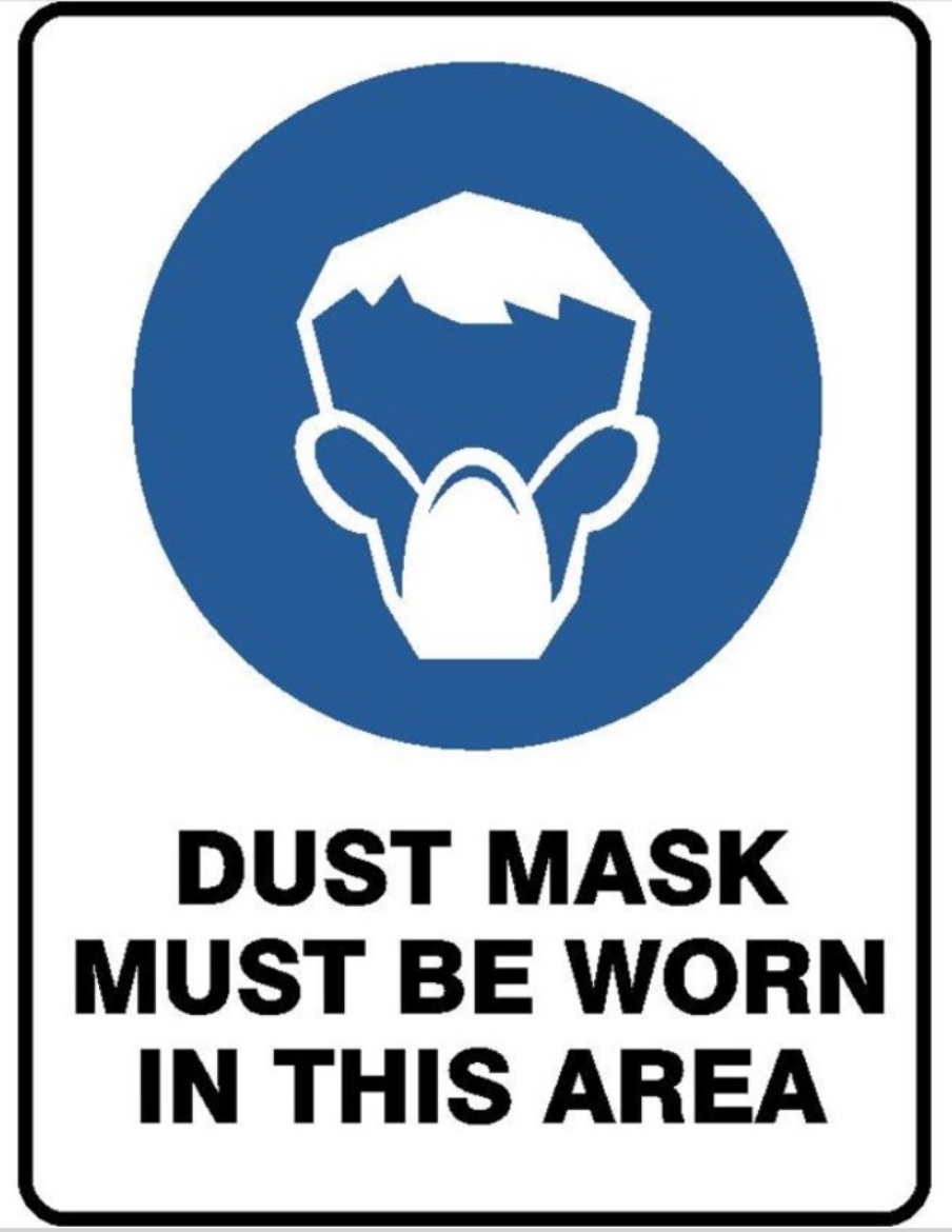 Picture of SIGN Mandatory Dust Mask Must Be Worn In This Area 600 x 450mm 1.4mm Polypropylene