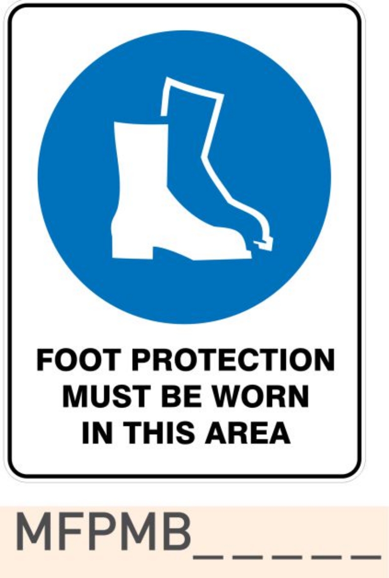 Picture of SIGN Mandatory Foot Protection Must Be Worn in This Area 600 x 450mm 1.4mm Polypropylene
