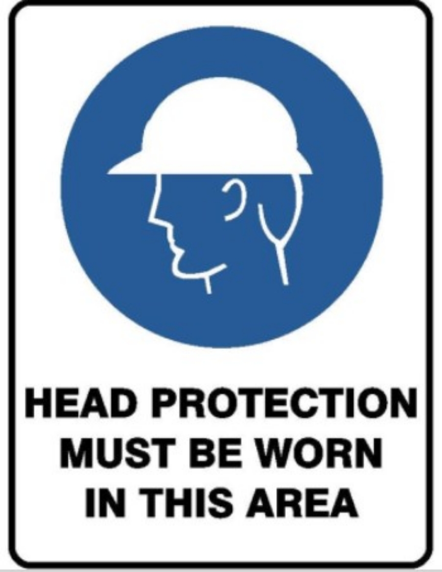 Picture of SIGN Mandatory Head Protection Must be Worn in This Area 600 x 450mm Powdercoated Metal