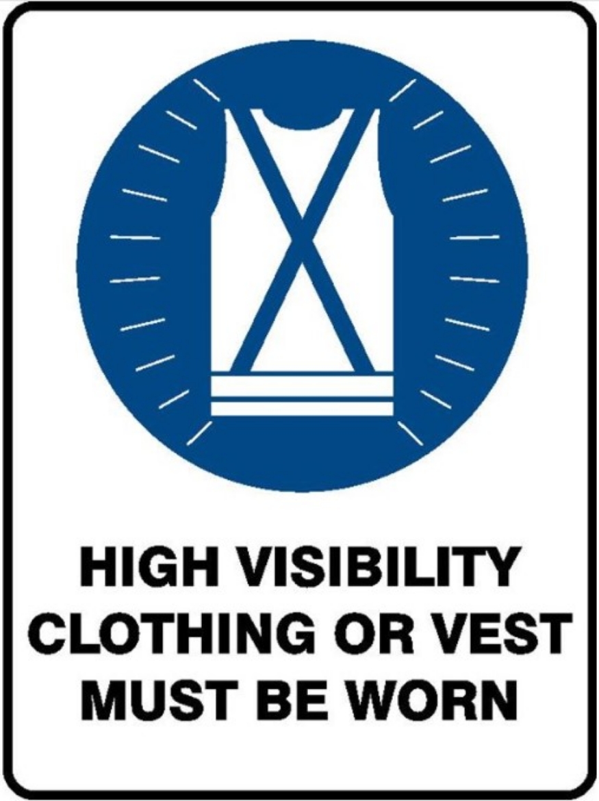 Picture of SIGN Mandatory High Visibility Clothing or Vest Must Be Worn 600 x 450mm Powdercoated Metal
