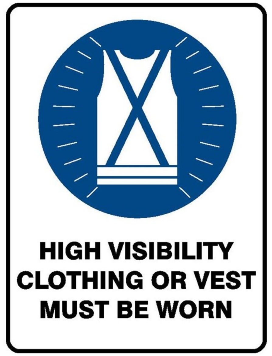 Picture of SIGN Mandatory High Visibility Clothing Or Vest Must Be Worn 600 x 450mm 1.4mm Polypropylene