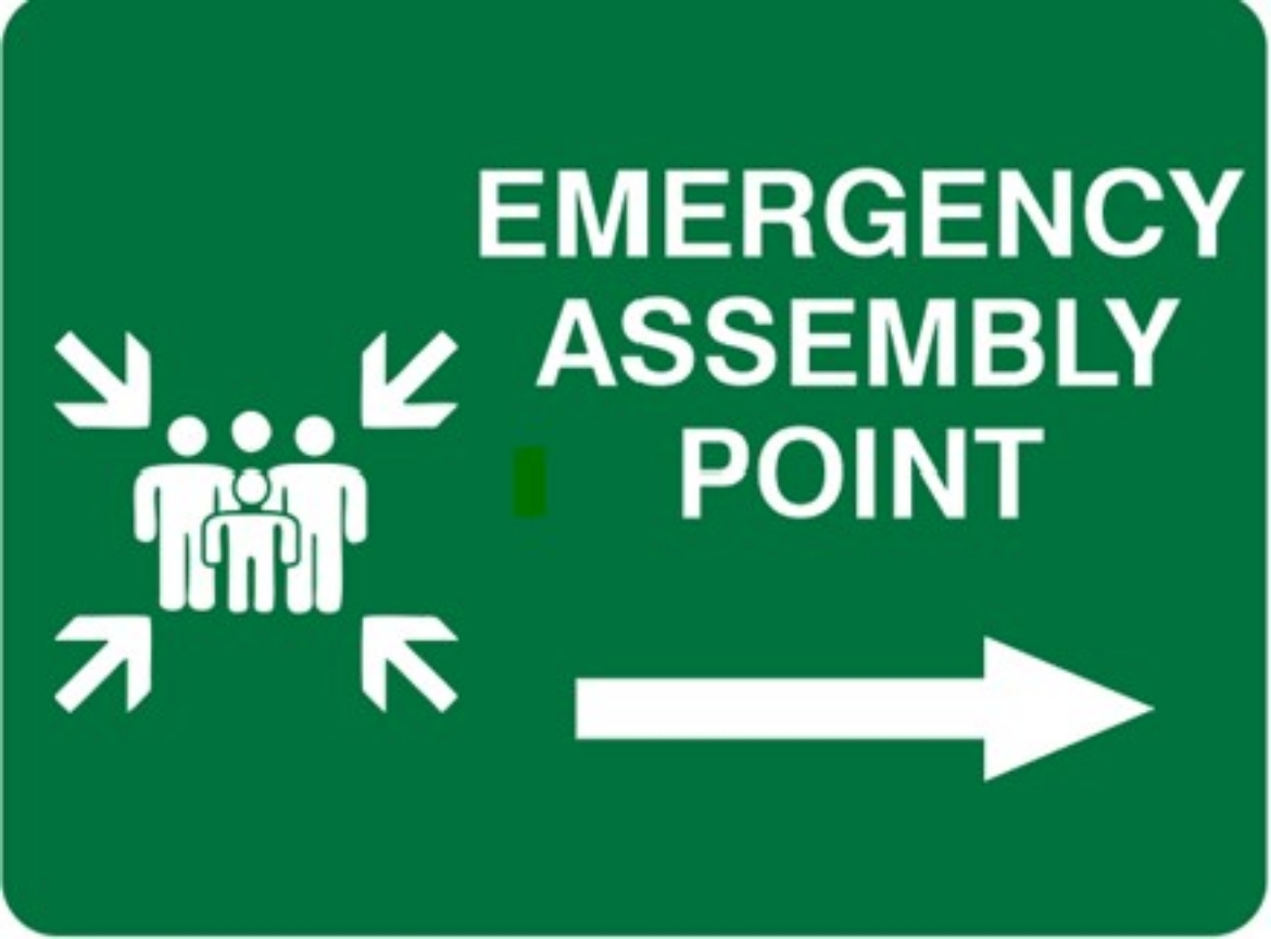 Picture of SIGN Emergency Assembly Point with Arrow Pointing Right 300 x 225mm 1.4mm Polypropylene