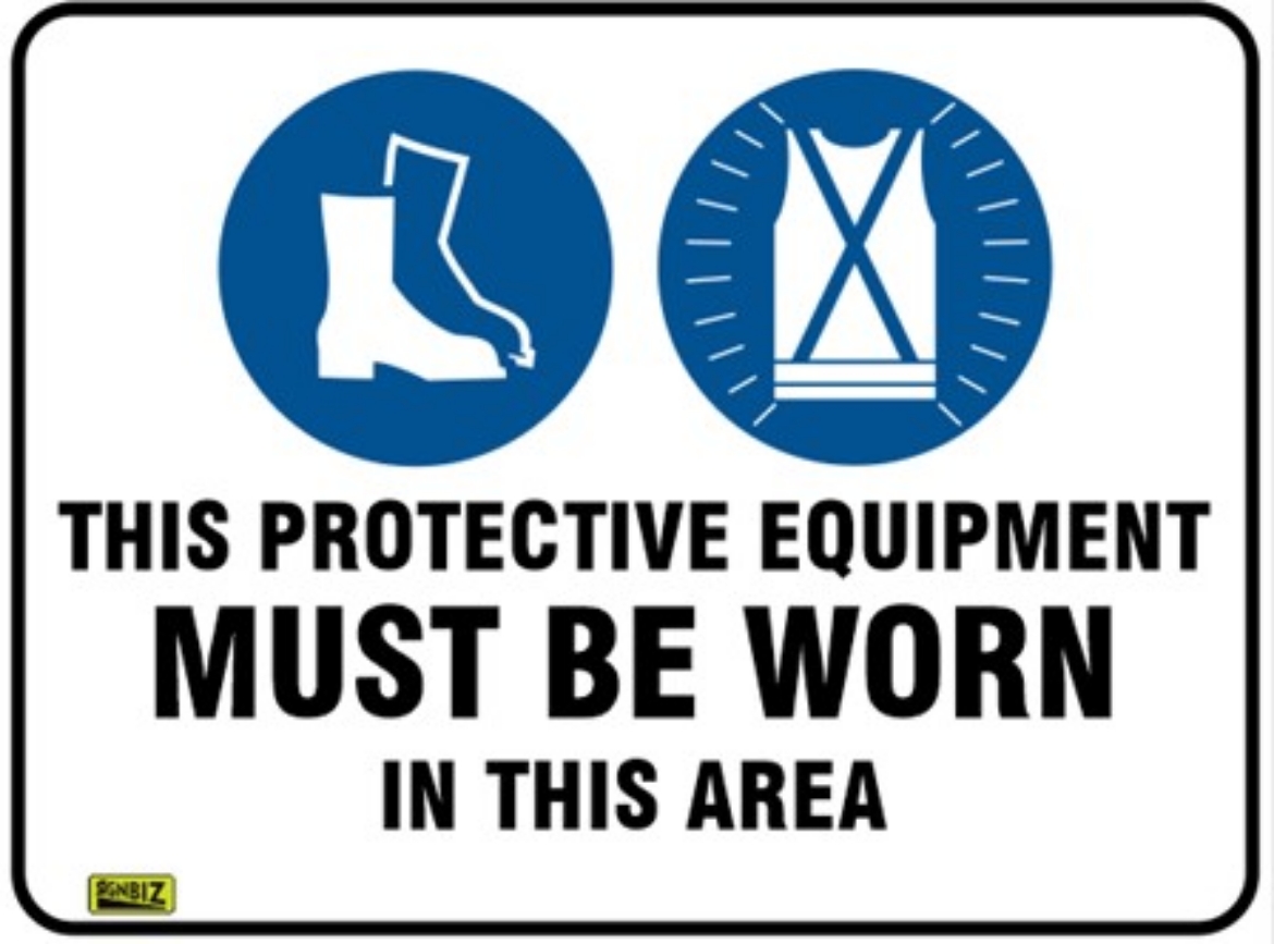Picture of SIGN This Protective Equipment Must Be Worn In This Area 300 x 225mm 1.4mm Polypropylene