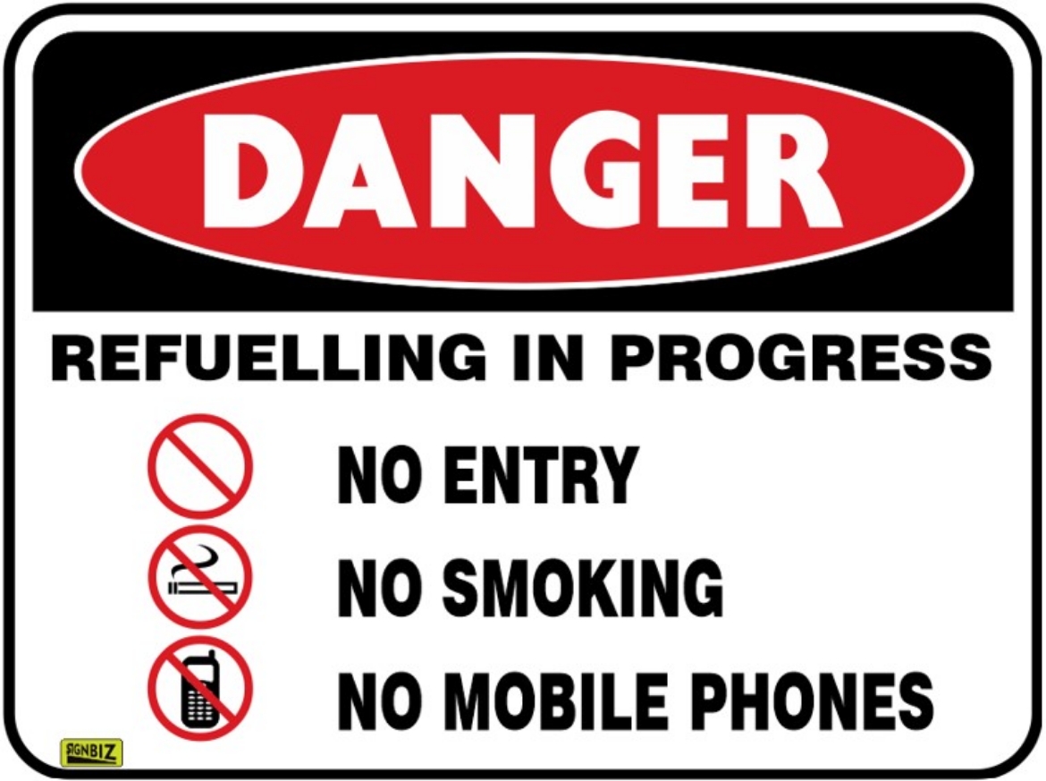 Picture of SIGN Danger Refuelling in Progress No Entry, No Smoking, No Mobile Phones 600 x 450mm Powdercoated Metal