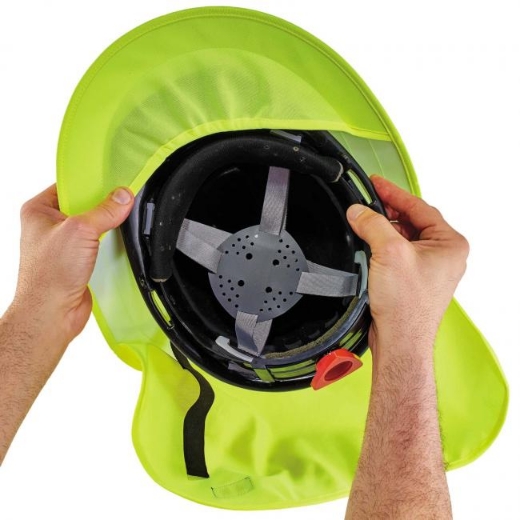 Picture of ERGODYNE Chill-Its® 6660 Hard Hat Snap Brim w/ Shade - LIME, LIME FLAP