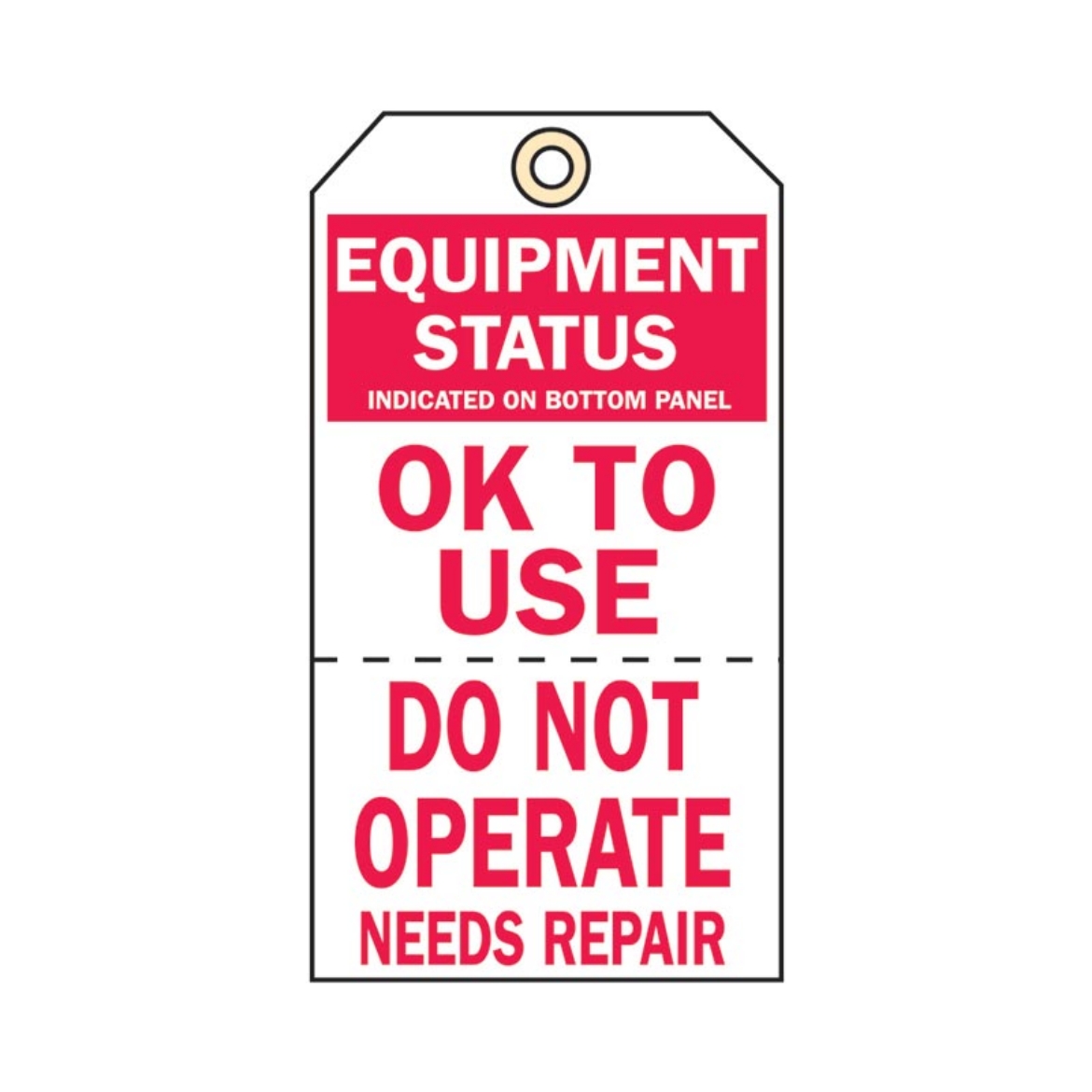 Picture of Two Part Tag 1/ OK TO USE 2/ DO NOT OPERATE NEEDS REPAIR.75mm x 100mm (100 per pkt)
