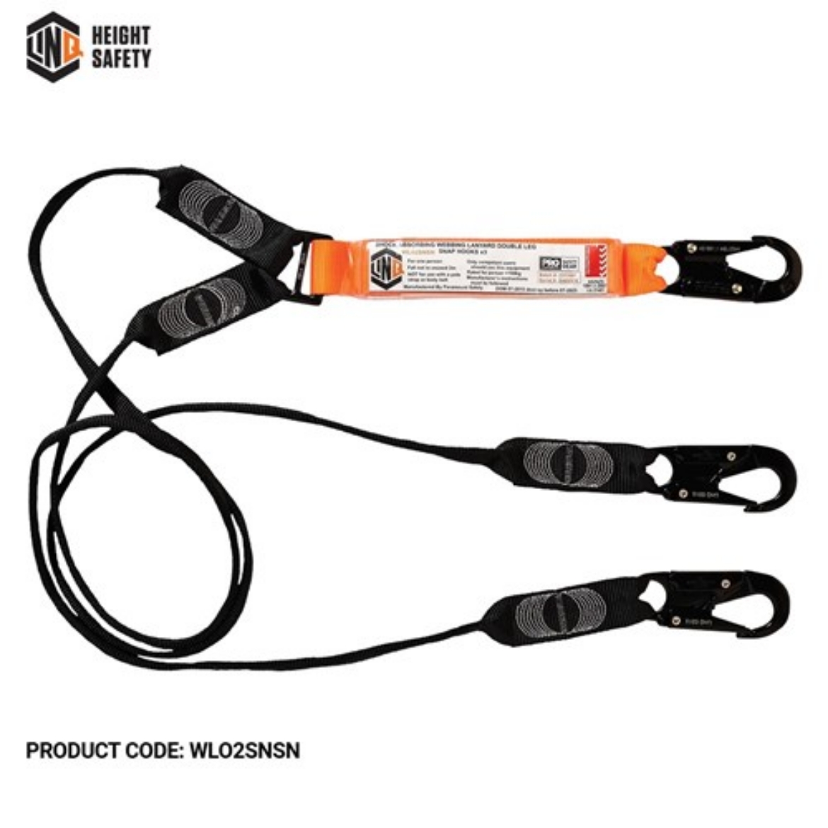 Picture of LINQ Shock Absorbing Webbing Lanyard Double Leg; 3 x Snap Hook 2m