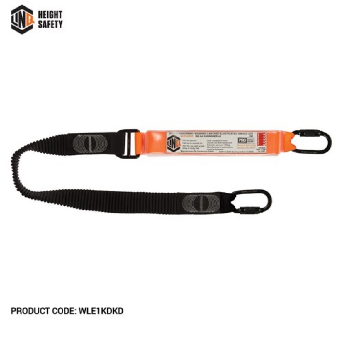 Picture of LINQ Shock Absorbing Webbing Lanyard Elasticated Single Leg 2 x Double Action Karabiner 1.8mtr