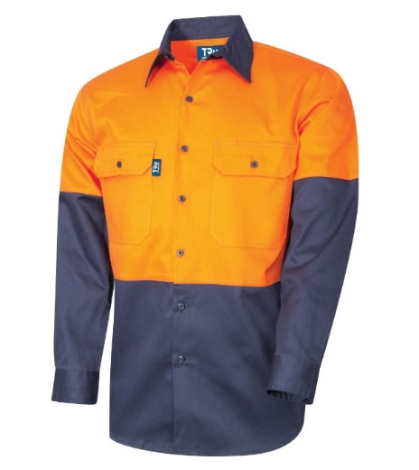 Picture of TRU WORKWEAR Regular Weight Hi Vis 100% Cotton Drill Shirt 190gsm L/S