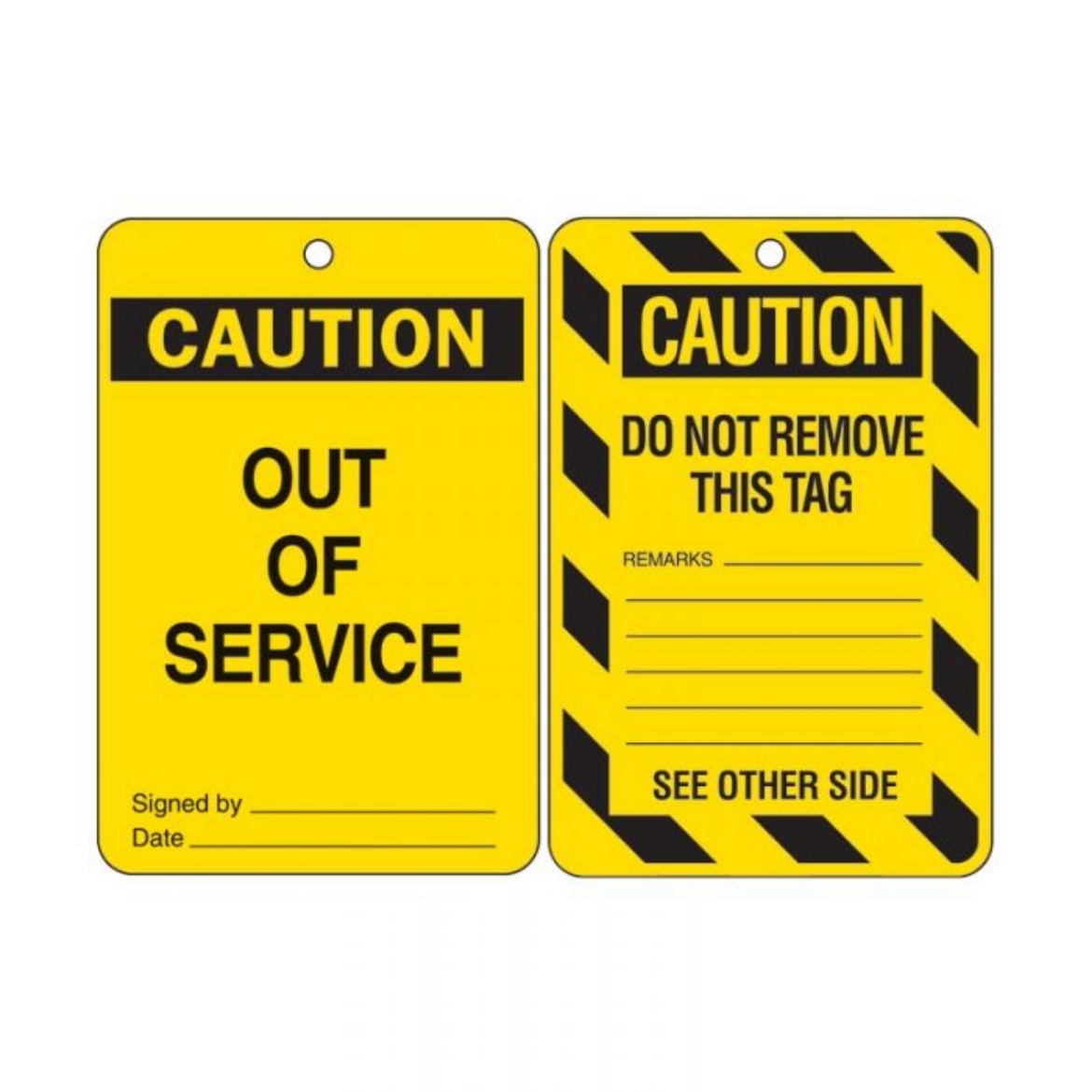 Picture of BRADY Lockout Tags - Caution Out of Service - Cardstock