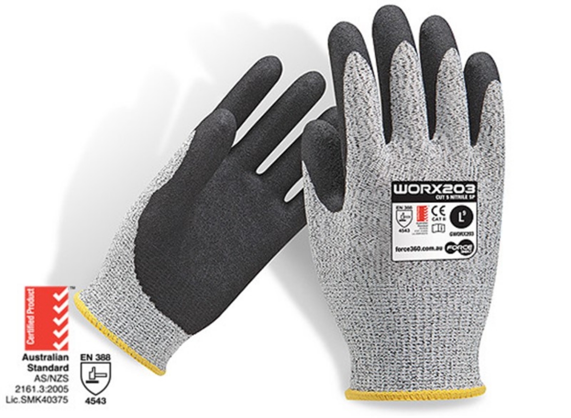 Picture of Force360 Cut Resistant Sand Nitrile Glove 4X43D (Cut Level D)