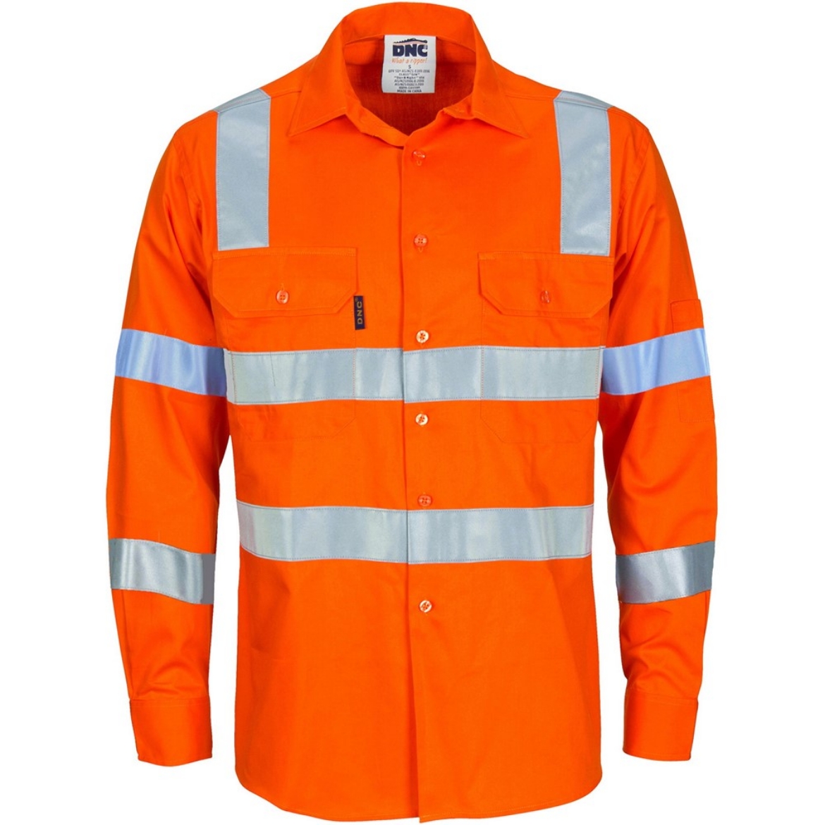 Picture of DNC HiVis Orange 100% Cotton VIC Rail Shirt with CSR R/Tape 155gsm L/S
