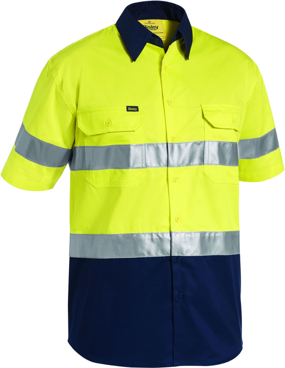 Picture of BISLEY Taped Hi Vis Cool Lightweight Shirt 100% Cotton Preshrunk Drill 155gsm S/S