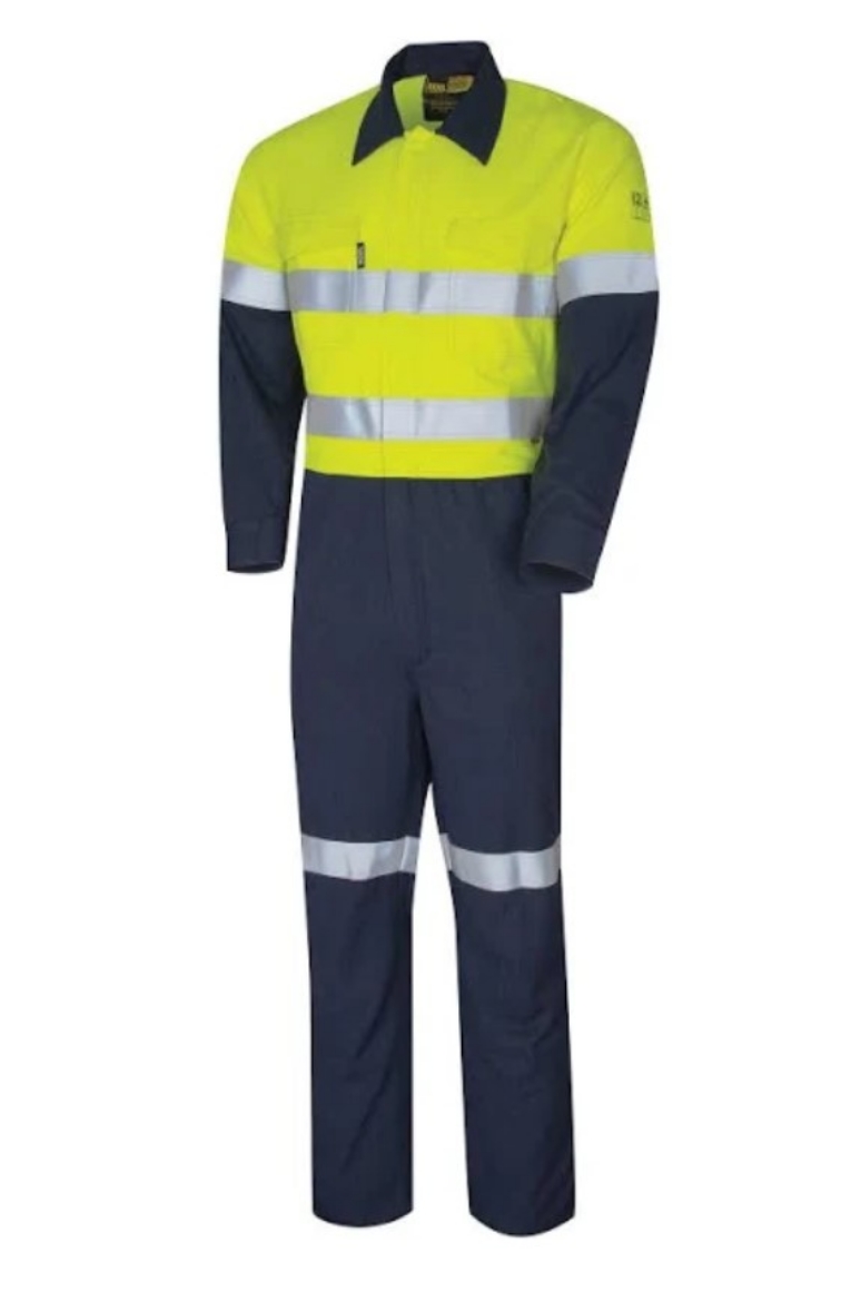 Picture of BOOL Parvotex® Regular Weight HRC2 Two Tone Yellow/navy Coveralls with Loxy® Reflective Tape 197gsm
