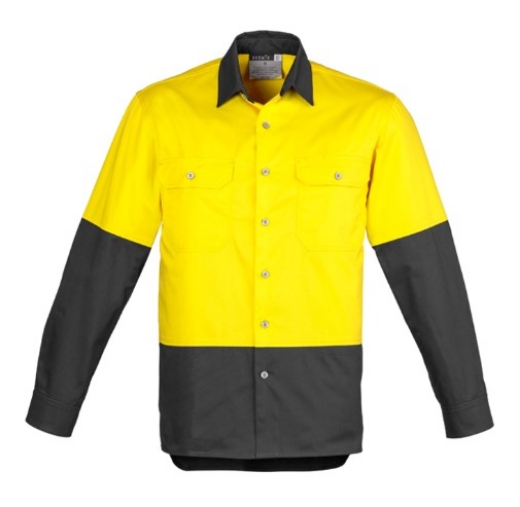 Picture of SYZMIK Mens Hi Vis Spliced Industrial Shirt 170gsm L/S