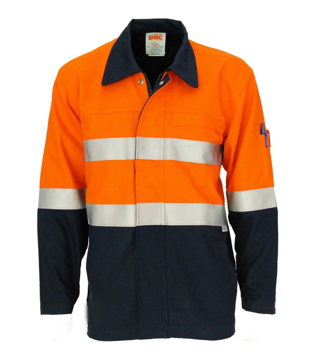 Picture of DNC Patron Saint® Flame Retardant Two Tone Drill ARC Rated Welder's Jacket with LOXY F/R Tape 311gsm