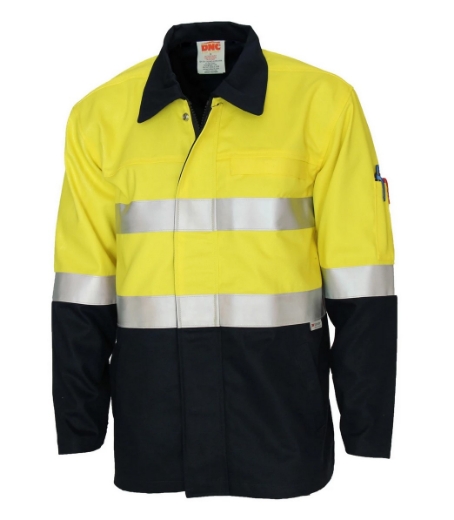 Picture of DNC Patron Saint® Flame Retardant Two Tone Drill ARC Rated Welder's Jacket with LOXY F/R Tape 311gsm