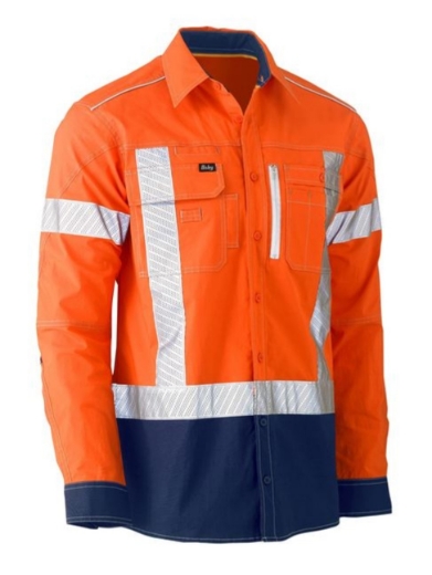 Picture of BISLEY Flex & Move™ X Taped Hi Vis Utility Shirt 98% Cotton 2% Spandex Poplin 145gsm