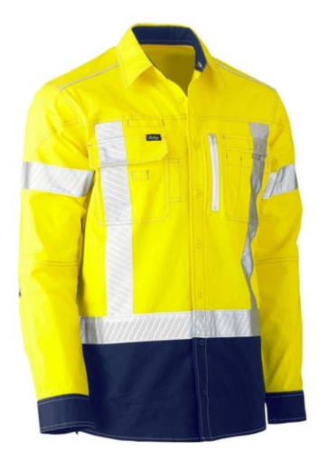 Picture of BISLEY Flex & Move™ X Taped Hi Vis Utility Shirt 98% Cotton 2% Spandex Poplin 145gsm