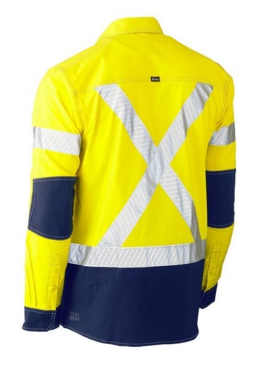 Picture of BISLEY Flex & Move™ X Taped Hi Vis Utility Shirt 98% Cotton 2% Spandex Poplin 145gsm