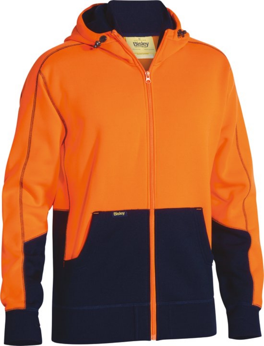 Picture of BISLEY Hi Vis Full Zip Front Fleece Hoodie Jacket 300gsm