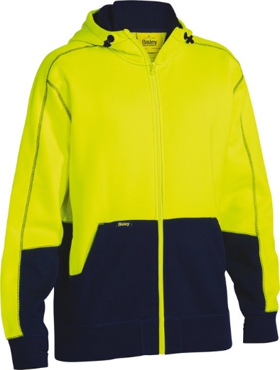 Picture of BISLEY Hi Vis Full Zip Front Fleece Hoodie Jacket 300gsm