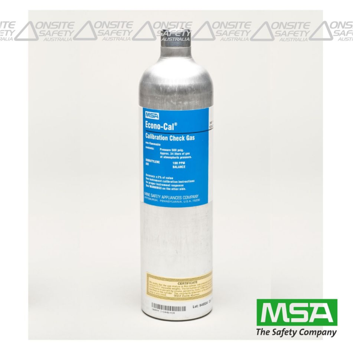 Picture of MSA CAL GAS Isobutylene 100PPM - 34L