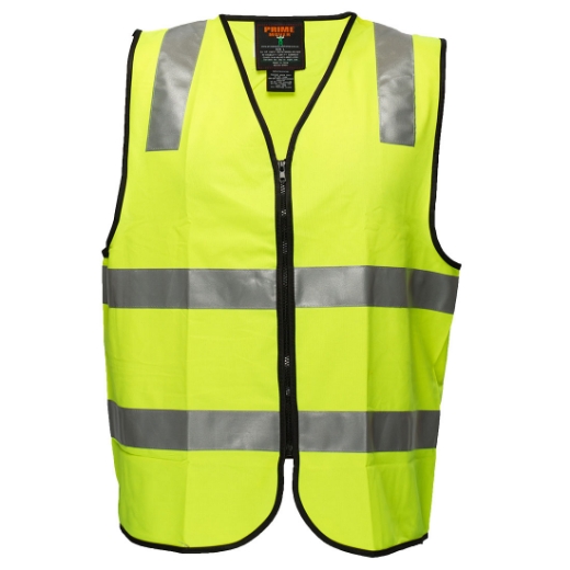 Picture of PORTWEST Hi Vis Vest with 3M Tape, Zipper Closure FIRST AID Printed in Black Centre on Back 100% Polyester 120gsm