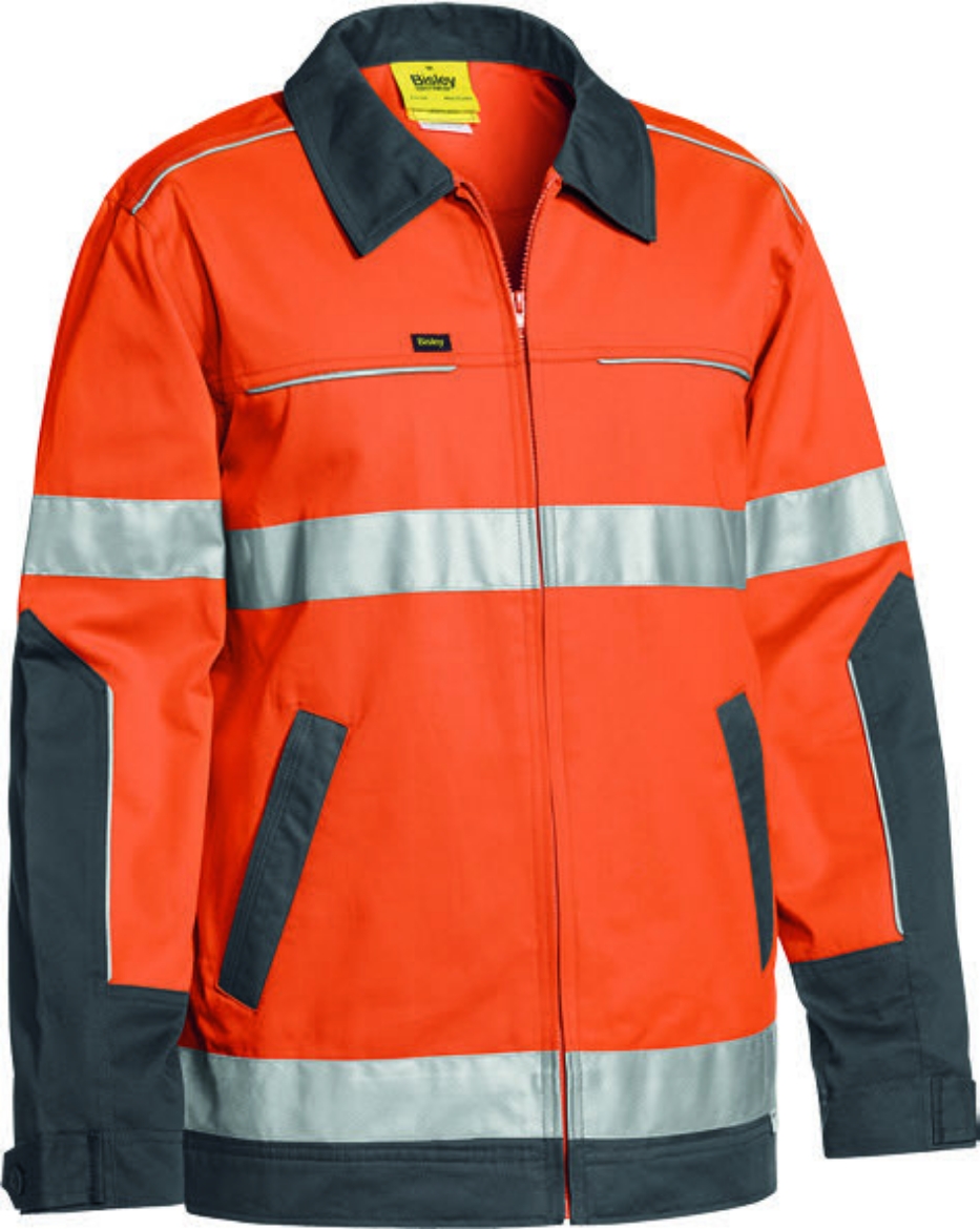 Picture of BISLEY 3M Taped Two Tone Hi Vis Liquid Repellent Cotton Drill Jacket 240gsm