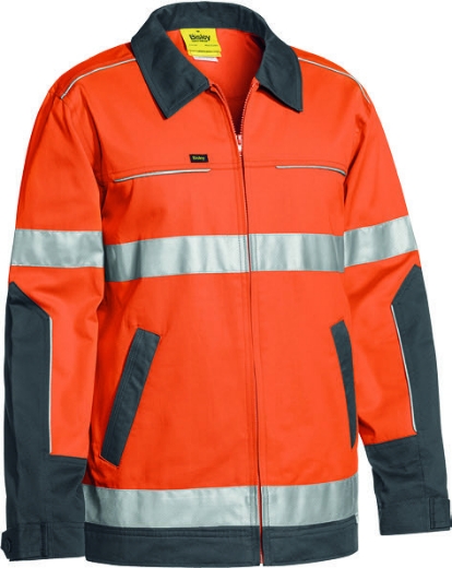Picture of BISLEY 3M Taped Two Tone Hi Vis Liquid Repellent Cotton Drill Jacket 240gsm