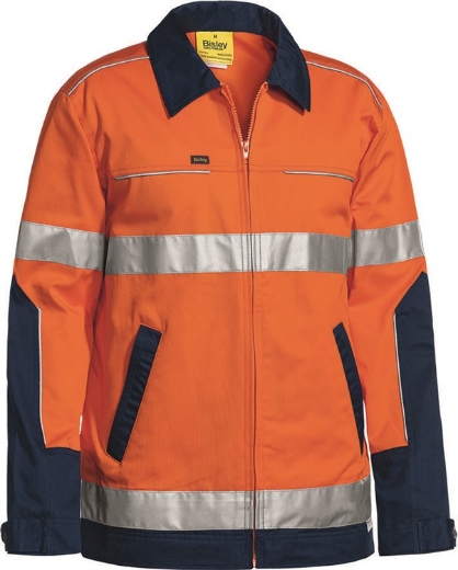 Picture of BISLEY 3M Taped Two Tone Hi Vis Liquid Repellent Cotton Drill Jacket 240gsm