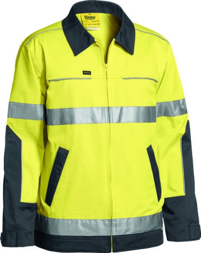 Picture of BISLEY 3M Taped Two Tone Hi Vis Liquid Repellent Cotton Drill Jacket 240gsm