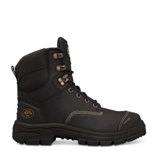 Picture of OLIVER AT55 Series Black 150mm Zip Side Lace Up Boot Water Resistant Full Grain Leather COOLstep Lining Lace Locking Device