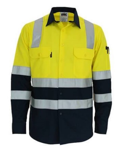 Picture of DNC HiVis 2 Tone Light Weight 100% Cotton Bio-Motion & X Back with CSR R/Tape 155gsm L/S