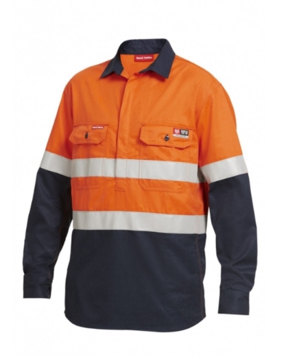 Picture of HARD YAKKA Shieldtec FR HRC2 Hi Vis 2 Tone Closed Front Taped Shirt 195gsm L/S