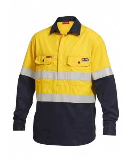 Picture of HARD YAKKA Shieldtec FR HRC2 Hi Vis 2 Tone Closed Front Taped Shirt 195gsm L/S