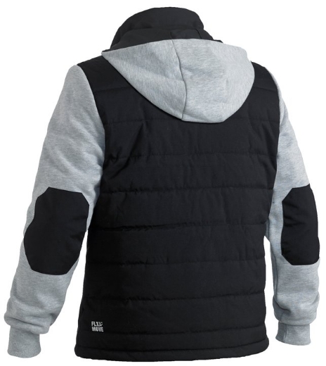 Picture of BISLEY Flex & Move™ Contrast Puffer Fleece Hoodie Jacket [BLACK] 65% Polyester 35% Cotton Fleece 300gsm