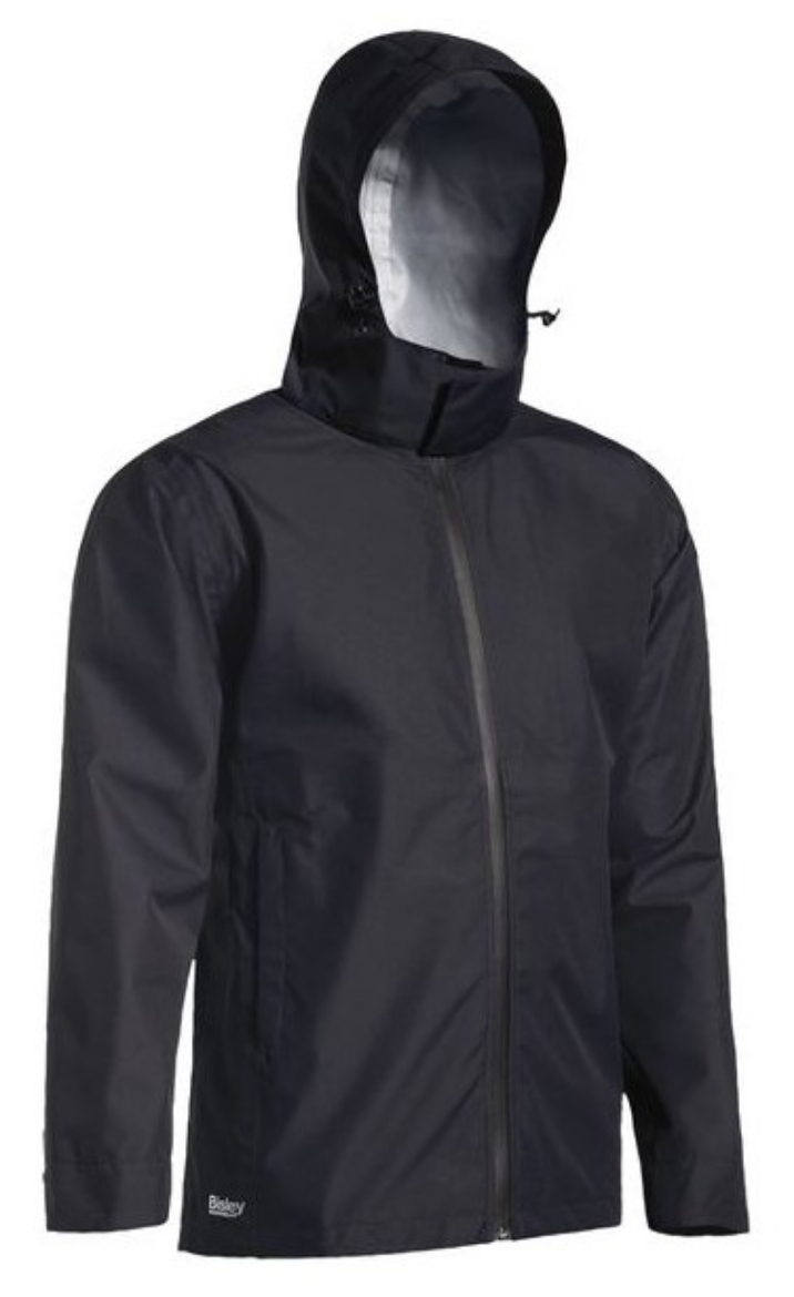 Picture of BISLEY Lightweight Ripstop Rain Jacket Black with Concealed Hood