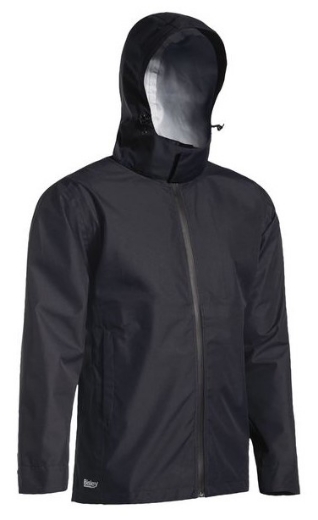 Picture of BISLEY Lightweight Ripstop Rain Jacket Black with Concealed Hood