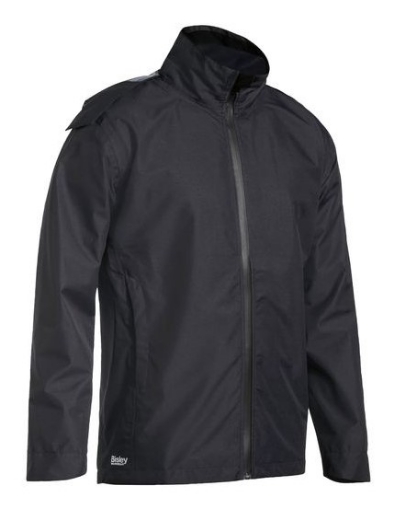 Picture of BISLEY Lightweight Ripstop Rain Jacket Black with Concealed Hood