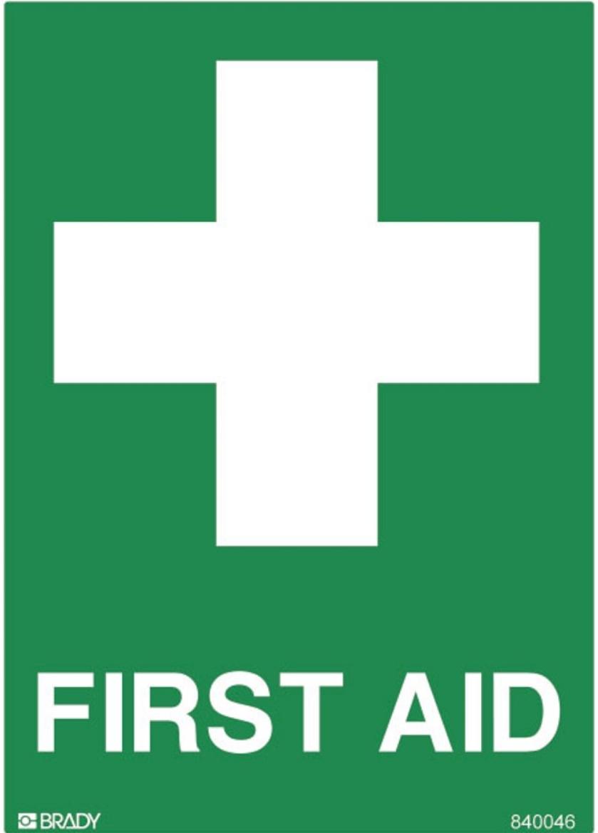 Picture of BRADY Small Stick On Labels - First Aid Pk of 5 (Self Adhesive Vinyl) H125mm x W90mm