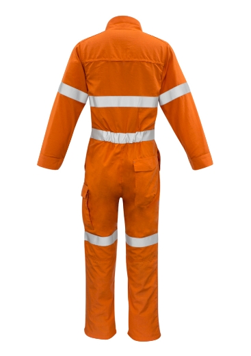 Picture of SYZMIK Hi Mens FR Hoop Taped Overall METATech® Fabric HRC1 >>ORANGE HI VIS<<