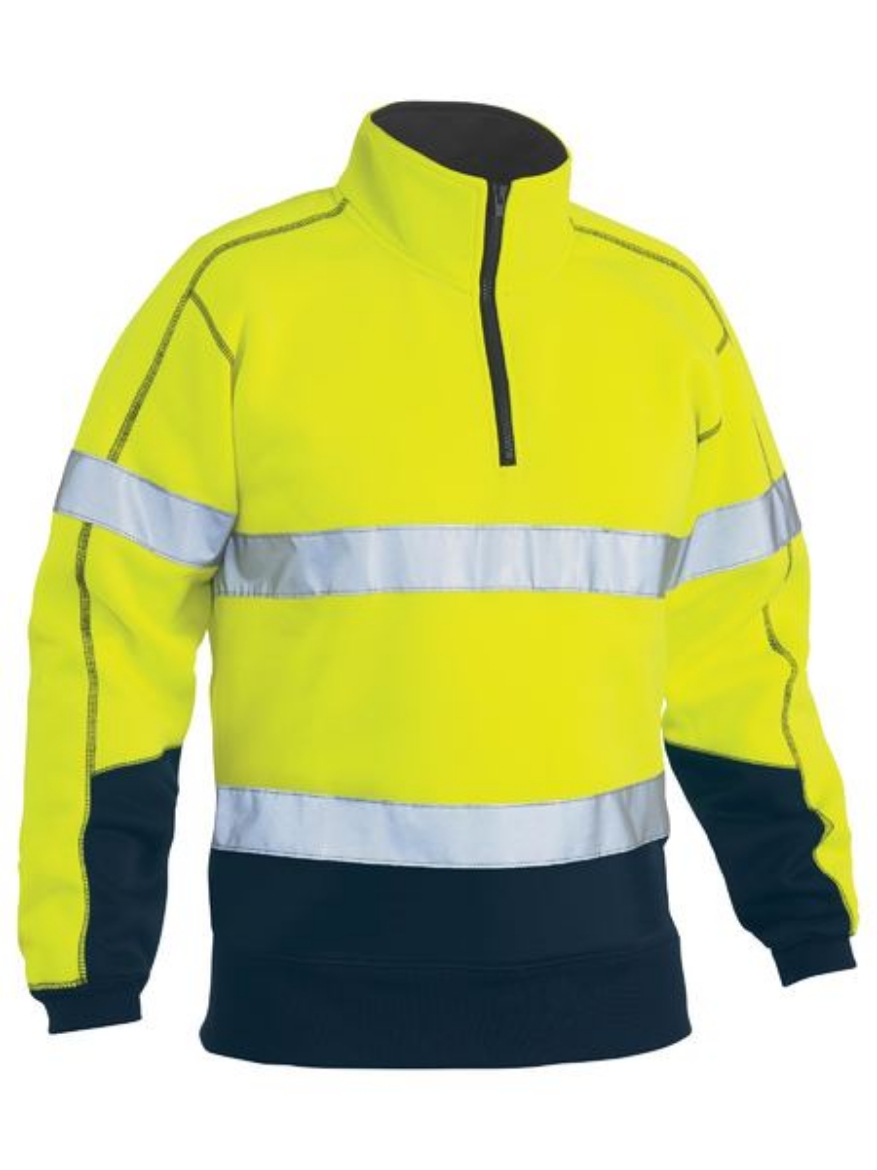 Picture of BISLEY Taped Hi Vis 1/4 Zip Fleece Pullover 300gsm